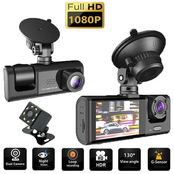 1080P HD 3-Kanalni Dvr, Car 3 Camera DVR s 2-inčnim IPS Zaslonom, Ciklička Snimanja Kamere Unazad, u Noćnom Viđenju, auto Oprema