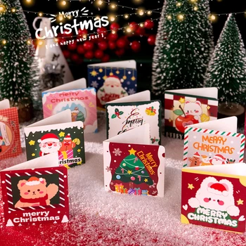 10ШТ Božićnih čestitki za djecu, čestitke s mini-božićnim željama, Koverte, Razglednice za božićni domjenak, poklon kartice