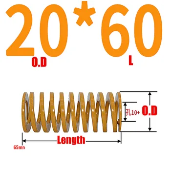 1PC Žuta (Lako i sa malim opterećenjem) Spiralni Formiranje Opruga Opruga kompresije Vanjski promjer 20 mm Unutarnji promjer 10 mm, Dužine 20-300 mm