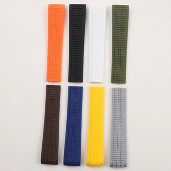 21 *18 mm, bijela narančasta, zelena siva, smeđa i žuta gumeni remen za sat Patek Philippe, vodootporan remen, traka s logotipom