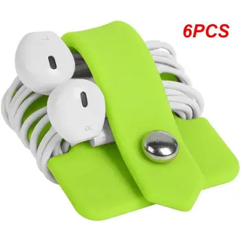 6PCS Silikon kabelski organizator Praktičan višenamjenski Zgodan prijenosni Uredan držač za kabel slušalice