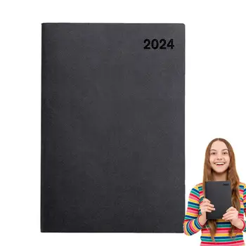 Bilježnica za raspored aktivnosti, popis obveza, notepad od umjetne kože na 2024 godine, dnevnik za raspored, Poslovne Portable notepad