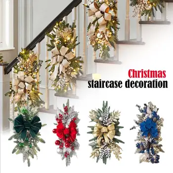 Božićni vijenac za uređenje stubišta Božićne dekoracije bez svjetla/s pozadinskim osvjetljenjem za kućnu vrata, prozori, vijenac za vješanje na zid stubišta