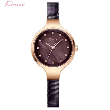  Broj 2 Vintage ženski sat marke KIMIO s šiblja сетчатым remenom od nehrđajućeg čelika ženski ručni sat za žene