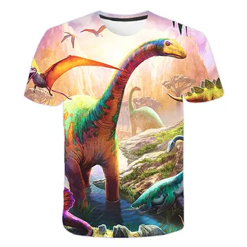Dječja majica s Dinosaura Тираннозавр, od 3 do 14 godina, Majice Za mlađe dječake I djevojčice, Majica, Dječja Odjeća S po cijeloj površini Životinja, Majica Za Dječake, Sportska Majica