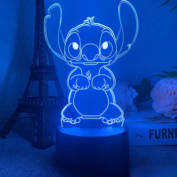 Figurica crtani стича, 3D led žarulja, dječji led noćno svjetlo, 16 boja, USB, led lampe za uređenje spavaće sobe, Božićni poklon