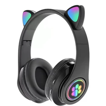 Gaming slušalice B39 Slatka Ears, Bluetooth kompatibilne bežične slušalice s mikrofonom, стереомузыкальная sklopivi slušalice (crna)