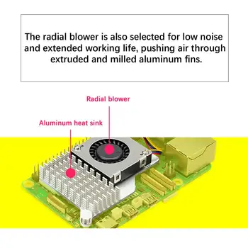 Hladnjak ventilator Malina Pi 5 Active Cooler Službeni Hladnjaka ventilatora s promjenjivom brzinom vrtnje ventilatora Metalni Hladnjak hladnjaka