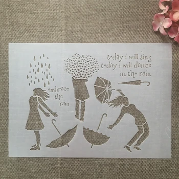 Kišobran za djevojke u kišni dan formata A4 29 cm, Šablone za naslaga 