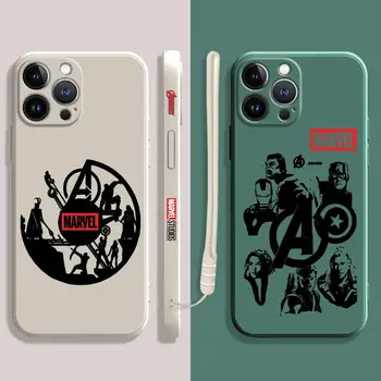 Kvadratni Tekući Torbica Za Telefon Sa Logom Avengers Heros Za Apple iPhone 14 13 12 11 Pro Max 13 12 Mini XS XR X 7 8 6 6S 5 5S Plus
