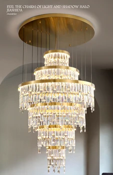 Luksuzna Kristalnim Lusterima K9 Light LED Osvjetljava Stepenice Zlatnim Spuštenih Svjetiljke za Rasvjetu Home Dekor u Predvorju Vile Hotela