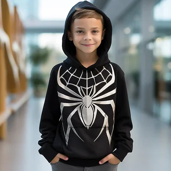 Majica sa 3D pauk za dječake, pulover dugih rukava i 3D ispis, jesensko-zimska moda uličnu odjeću od strmih poliestera za djecu