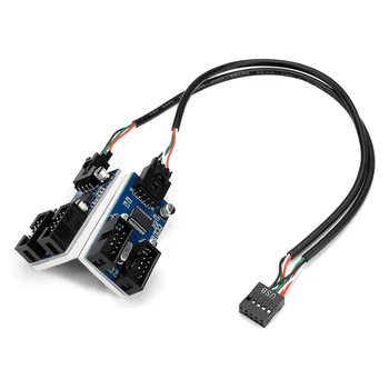 Matična ploča USB 2.0 9Pin Naslov 1-4 Produžni kabel Hub Razdjelnik Adapter je Pretvarač 30 CM 9-Pinski Unutarnji Kabel