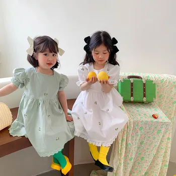 MILANCEL 2022 Ljetne haljine za djevojčice s cvjetnog vezom, čipkan haljina za djevojčice