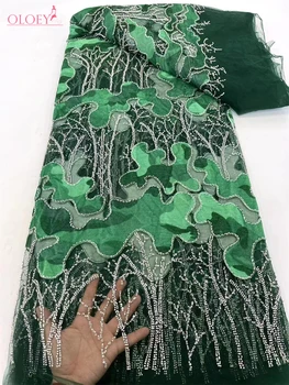Moderan Elegantan Francuski vez, cvjetne čipke tkanina od perli, Afrička Нигерийская tkanina sa šljokicama, tkanina za vjenčanica