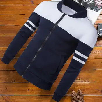 Moderan muška jesenski jakna s ekranom u boji blok za ovratnik-stup, zatvarač, topla muška jakna za jesen