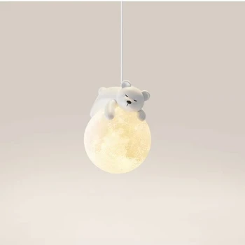 Moderna led viseće svjetiljke Little Bear Mjesec lampa Noćni ormarić za spavaće sobe Dekor dječje sobe Luster Viseći Ukras kuće lampa