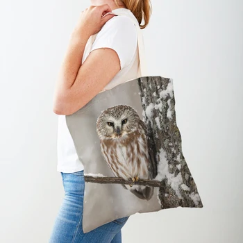 Modna torba za shopping s divljim životinjama, ptica, Zeba, obostrane холщовая svakodnevni studentski torba za kupovinu na ramena za žene i djecu