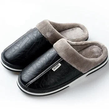 Muške papuče Osnovna zima osnovna tople cipele s debljim dnom Pliš, vodootporne, Kožne kućne papuče muška pamučna cipele 2022 Novo
