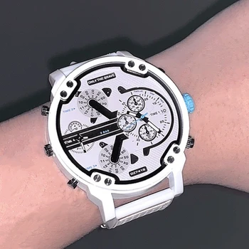 Muški sat, veliki sat s velikim lice, Novi modni individualni silikon remen, Bijeli kvarcni sat, sportske Poslovne satovi za žene