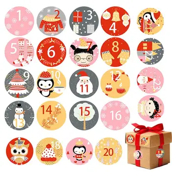 Naljepnice s brojevima Božićne adventski-kalendar na 24 dana, naljepnice s brojevima Božićne Advent kalendar za pakiranje poklona