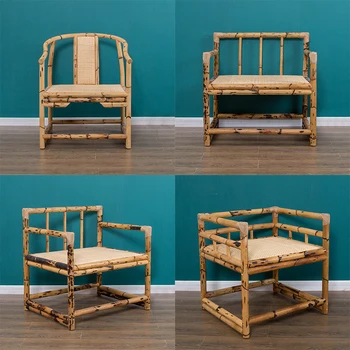 Novi stolica od bambusa i ratana u kineskom stilu, moderna jednostavna obitelj, zen-master-stolica, fotelja za odmor na balkonu sa naslonom