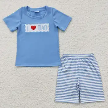 Novi Update, Setove dječjih ljetnih gaćice s izvezenim ODM OEM, dječja odijela u plavu traku, Dječja odjeća, za dječake
