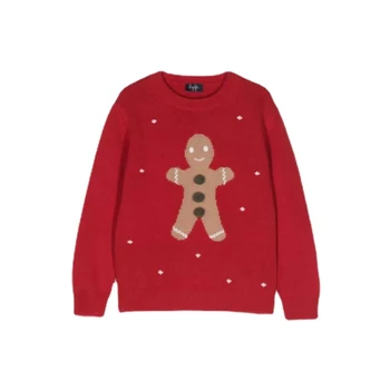Novost zime 2023 godine, dječji vuneni džemper ručni rad s likom iz crtića IG, novogodišnji crveni džemper s uzorkom kolačić za djevojčice i dječake