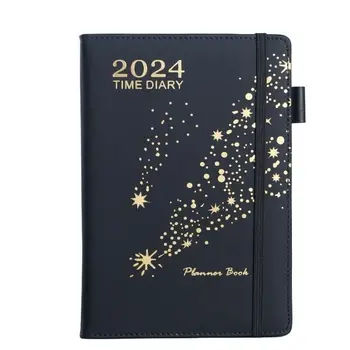 Planer-za podsjetnik, bilježnica na 2024 godine, Popis obveza, Kalendar, Dnevnik, Planer, Uredskog materijala s ugradnjom za olovke, bilježnica