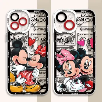 Prozirni Mekana Torbica od TPU za Apple iPhone 11 Pro XS Max 7 8 XR 13 Mini Pro 14 Max 15 Pro SE 12 Disney Minnie Mickey Kiss