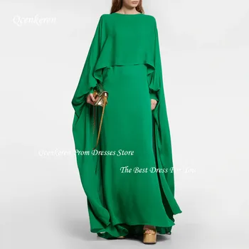Qcenkern Prekrasna Zelena haljina, večernja haljina 2023, donje večernjih haljina za posebne prigode, vjenčanja haljina-šal za Saudijsku Arabiju