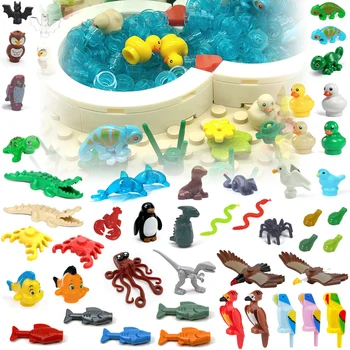Rezervni dijelovi za životinje u džungli i oceanu u rasutom stanju, Građevinski blokovi i Cigle za farmu Igračke Dinosaur Sova Zmija, Orao Riba Pauk Kompatibilne sa LEGO