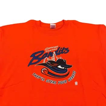 Vintage софтбольная majica Chicago Bandits 2000-ih, muška majica XL NPF Comcast Narančaste boje s dugim rukavima
