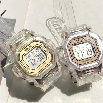 Vodootporan satovi premium-klase, INS Harajuku, svakodnevne sportske prozirne trg srebrne digitalni elektronski satovi za žene
