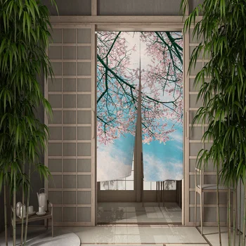 Vrata zavjese Jungle Sky Flower Zid hodnika, Kuhinje, Spavaće sobe, Terase, Moderan minimalistički dekor u obliku polovice zavjese Prilagođene veličine