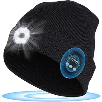 Zimska Bežični Glazba Bluetooth 5.0 Slušalice Beanie Hat S Led pozadinskim Osvjetljenjem HD stereo zvučnici Slušalice Handfree Mikrofon Za Pozivanje slušalice