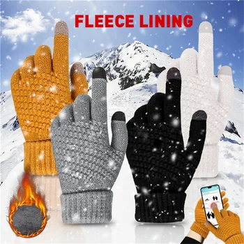 Zimske tople rukavice, muške i ženske pleteni debele rukavice za zaslon osjetljiv na dodir, jesensko-zimskih modnih ветрозащитные rukavice sa postavom za jahanje