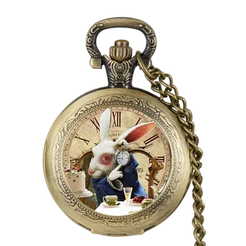 Ženske kvarc džepni satovi za odmor u vintage temu Alice, klasična muška ovjes S lancem, džepni sat-privjesak HB245